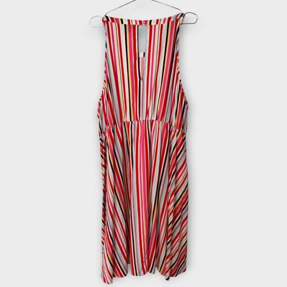 Torrid Sundress Sz 4 / 26 Multicolor Striped Sleeveless High Low Pockets‎ Beachy - Picture 2 of 11